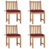 vidaXL Chaises de jardin lot de 4 avec coussins Bois de teck massif