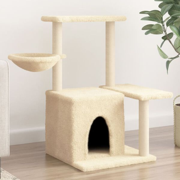 vidaXL Arbre à chat avec griffoirs en sisal Crème 83 cm