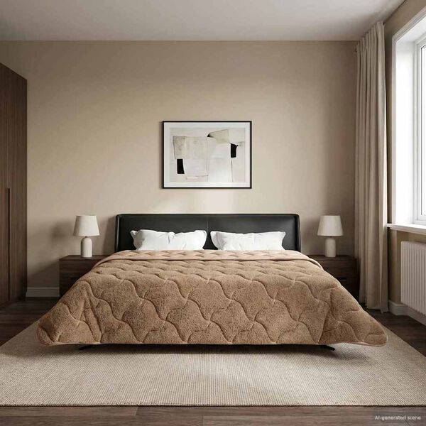 vidaXL Duvet complet toute l'ann&eacute;e Matelass&eacute; Taupe 200 x 220 cm