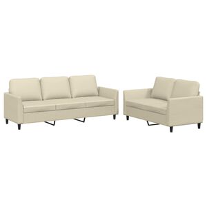 vidaXL Ensemble de canap&eacute;s 2 pcs avec coussins Cr&egrave;me Similicuir