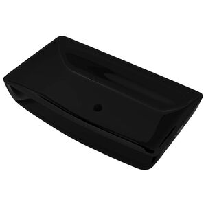 Vasque rectangulaire c&eacute;ramique Noir pour salle de bain
