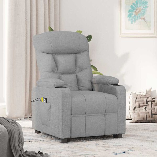 vidaXL Fauteuil de massage inclinable Gris clair Tissu