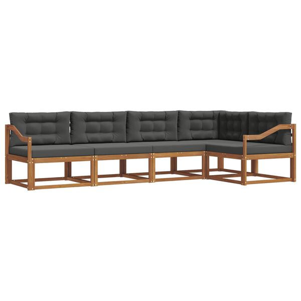 vidaXL Ensemble de canap&eacute;s d'ext&eacute;rieur 5 pcs Naturel et Anthracite