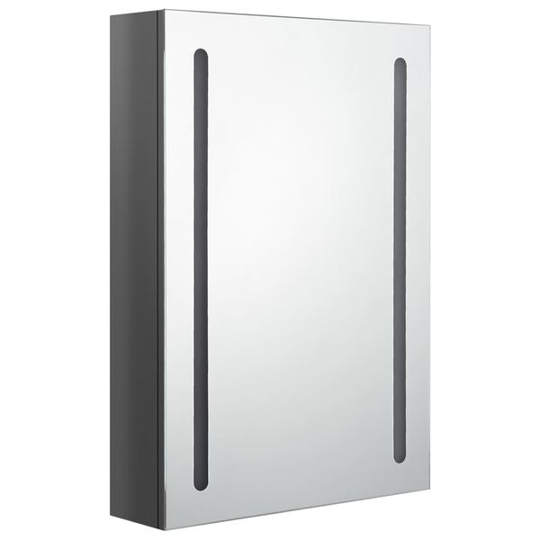 vidaXL Armoire de salle de bain à miroir LED gris brillant 50x13x70 cm