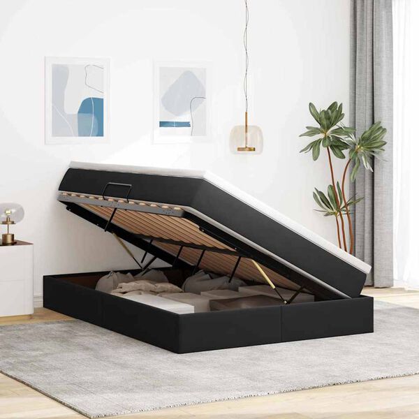 vidaXL Lit avec rangement et matelas Noir 140 x 190 cm Velours