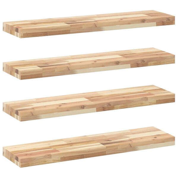 vidaXL &Eacute;tag&egrave;res flottantes 4 pcs 100x20x4 cm acacia massif non trait&eacute;