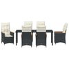 vidaXL Ensemble de salle &agrave; manger pour jardin 7 pcs Noir polyrotin