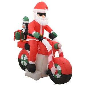 vidaXL P&egrave;re No&euml;l gonflable sur moto LED IP44 160 cm