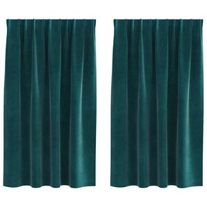 vidaXL Rideaux occultants 2 pc Vert fonc&eacute; 140 x 140 cm Velours