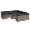 vidaXL Salon de jardin avec coussins 13 pcs gris r&eacute;sine tress&eacute;e