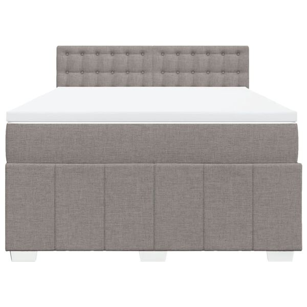vidaXL Sommier &agrave; lattes de lit avec matelas Taupe 140x200 cm Tissu