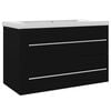 vidaXL Armoire d'&eacute;vier avec lavabo int&eacute;gr&eacute; Noir Agglom&eacute;r&eacute;