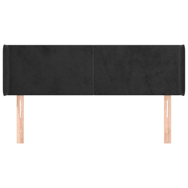 vidaXL T&ecirc;te de lit avec oreilles Noir 147x16x78/88 cm Velours