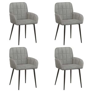 vidaXL Chaises de salle &agrave; manger 4 pc Velours Gris clair