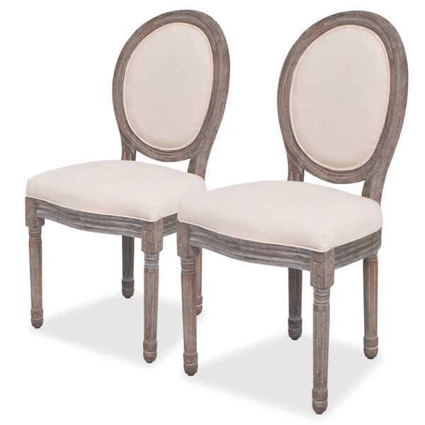 vidaXL Chaises &agrave; manger lot de 2 cr&egrave;me tissu
