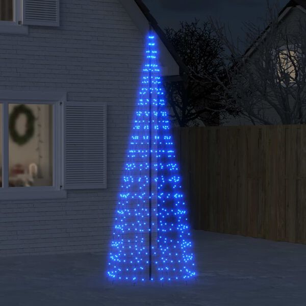 vidaXL Sapin de No&euml;l &agrave; LED sur m&acirc;t de drapeau 550 LED bleu 300 cm