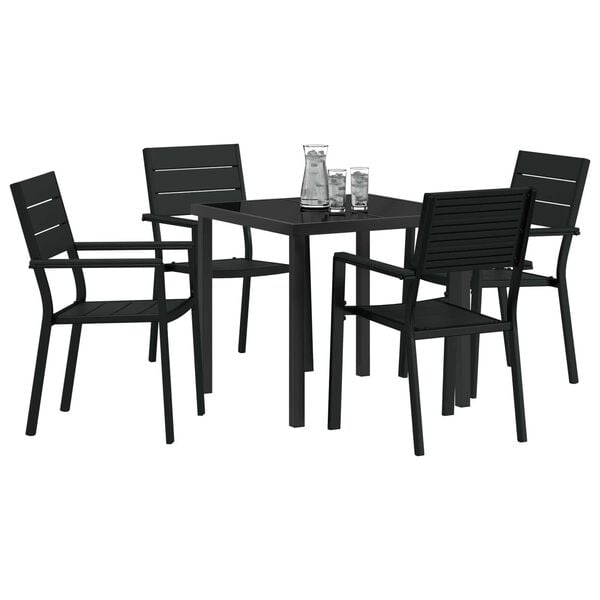 vidaXL Ensemble de salle &agrave; manger pour jardin 5 pcs Noir