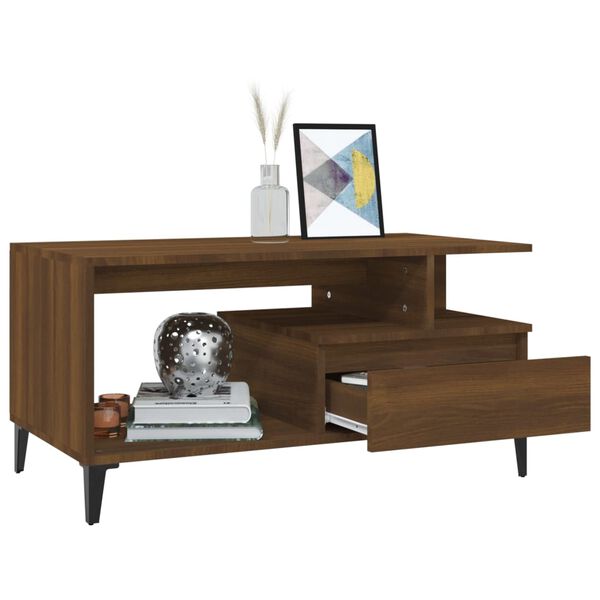 vidaXL Table basse Chêne marron 90x49x45 cm Bois d'ingénierie