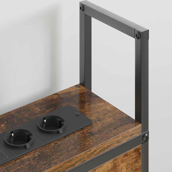 vidaXL Headboard de Rangement avec Station de Charge Ch&ecirc;ne fum&eacute;