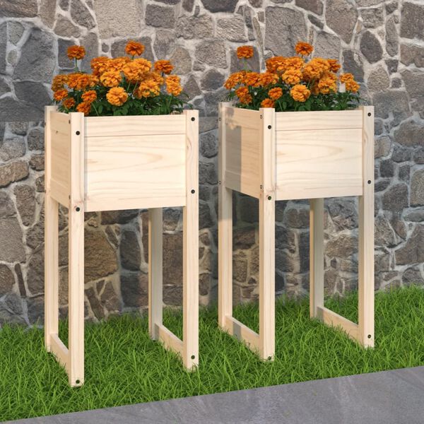 vidaXL Jardinières 2 pcs 40x40x81 cm Bois massif de pin