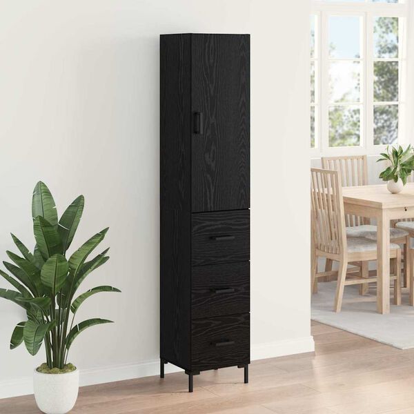 vidaXL Haut Armoire Ch&ecirc;ne noir 34,5 x 34 x 180 cm Bois d'ing&eacute;nierie