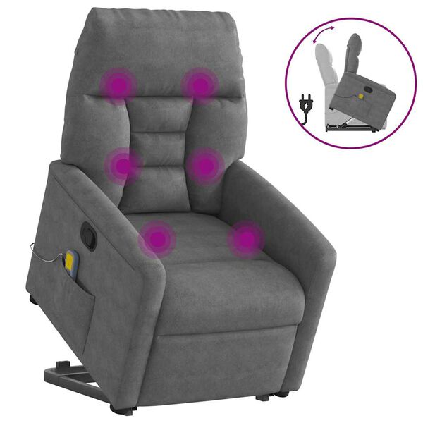 vidaXL Fauteuil inclinable de massage gris fonc&eacute; tissu microfibre