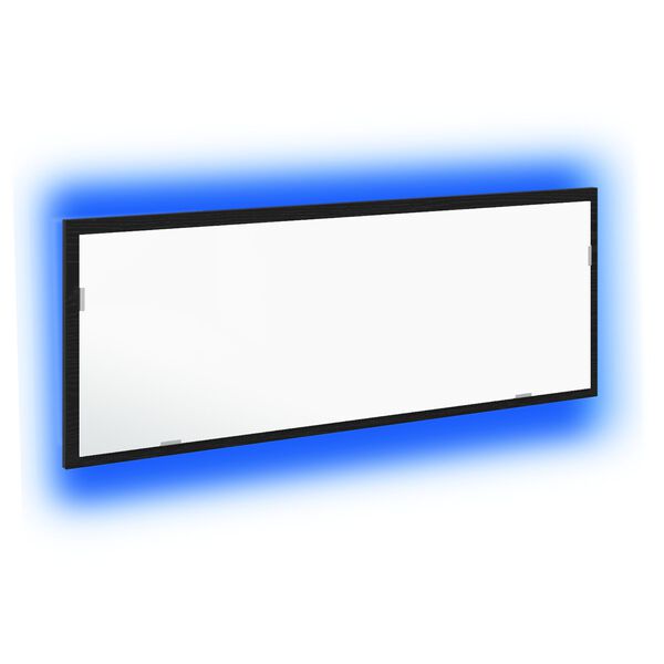 vidaXL Miroir de salle de bain LED Ch&ecirc;ne noir 100 x 8,5 x 37 cm Verre