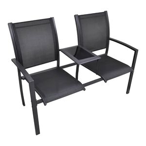 vidaXL Banc de jardin &agrave; 2 places 131 cm Acier et textil&egrave;ne Noir