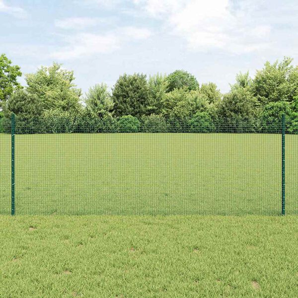 vidaXL Cl&ocirc;ture avec poteau Vert 0,8 x 10 m Acier et PVC