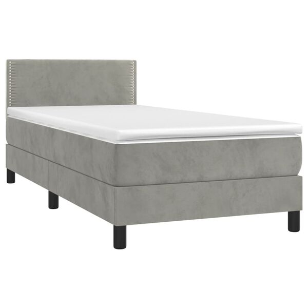 vidaXL Sommier &agrave; lattes de lit avec matelas et LED Gris clair 80x200cm