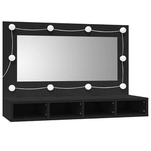 vidaXL Armoire &agrave; miroir avec LED noir 90x31,5x62 cm