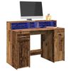 vidaXL Bureau avec lumi&egrave;res LED vieux bois bois d'ing&eacute;nierie