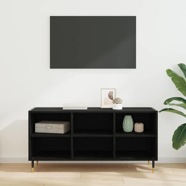 vidaXL Meuble TV Ch&ecirc;ne noir 103,5 x 30 x 50 cm Bois d'ing&eacute;nierie