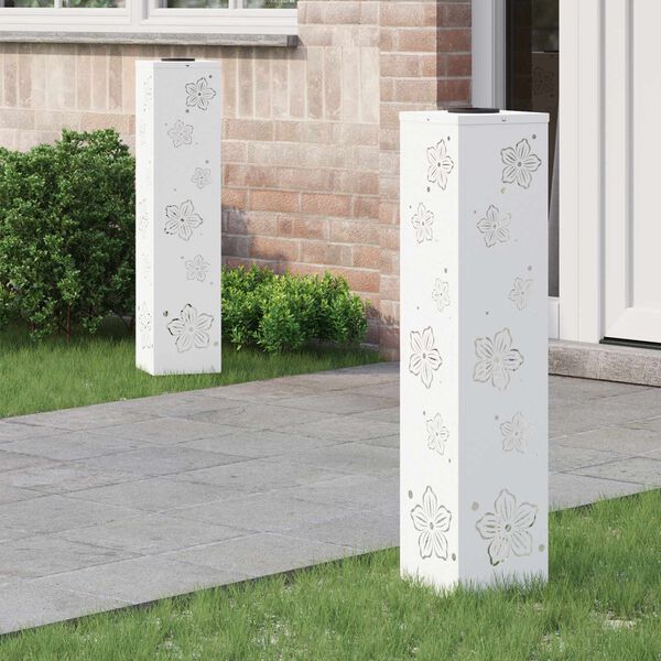 vidaXL Lumi&egrave;re de chemin LED solaire 2 pcs Blanc Acier lamin&eacute; &agrave; froid