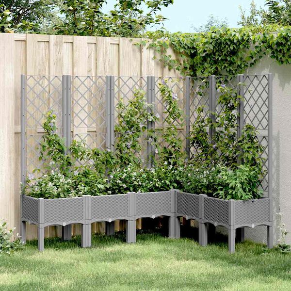 vidaXL Jardinière avec treillis gris clair 160x120x142 cm PP