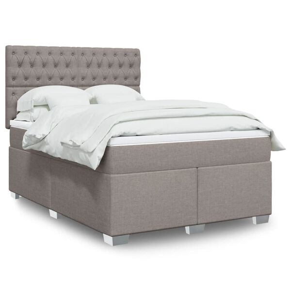 vidaXL Sommier &agrave; lattes de lit avec matelas Taupe 160x200 cm Tissu
