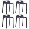 vidaXL Tabourets empilables lot de 4 noir plastique