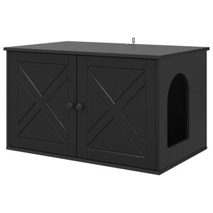 vidaXL Maison pour chat Noir 85 x 55 x 50,5 cm Bois d'ing&eacute;nierie
