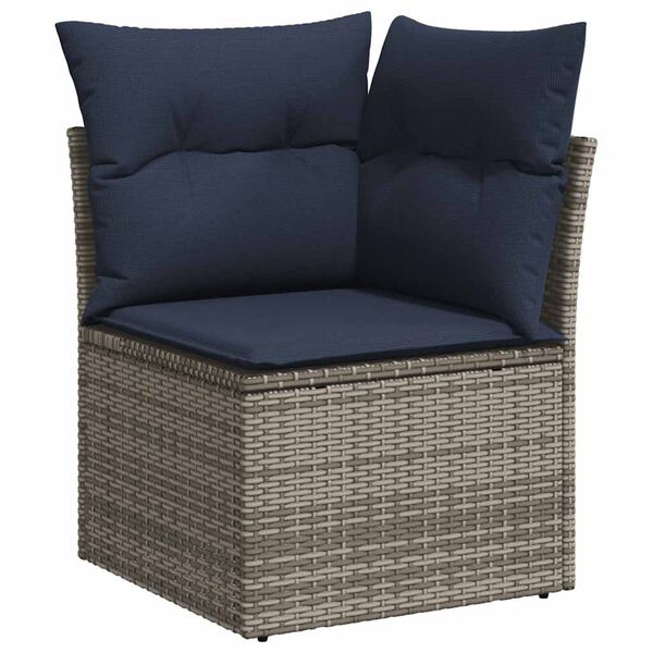 vidaXL Salon de jardin 5 pcs avec coussins gris r&eacute;sine tress&eacute;e