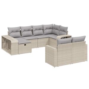 vidaXL Salon de jardin avec coussins 10 pcs beige r&eacute;sine tress&eacute;e