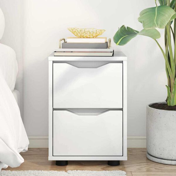 vidaXL Table de chevet avec tiroir Blanc brillant 30,5 x 30 x 43 cm