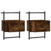 vidaXL Table de chevet murale 2 pcs chêne fumé 35x30x51 cm