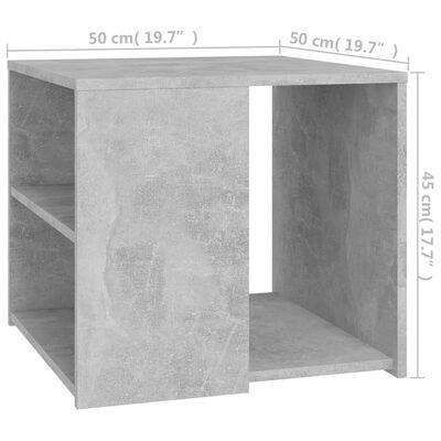 vidaXL Table d'appoint Gris béton 50x50x45 cm Aggloméré