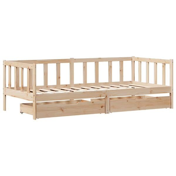 vidaXL Lit de jour avec tiroirs sans matelas 80x200 cm bois massif