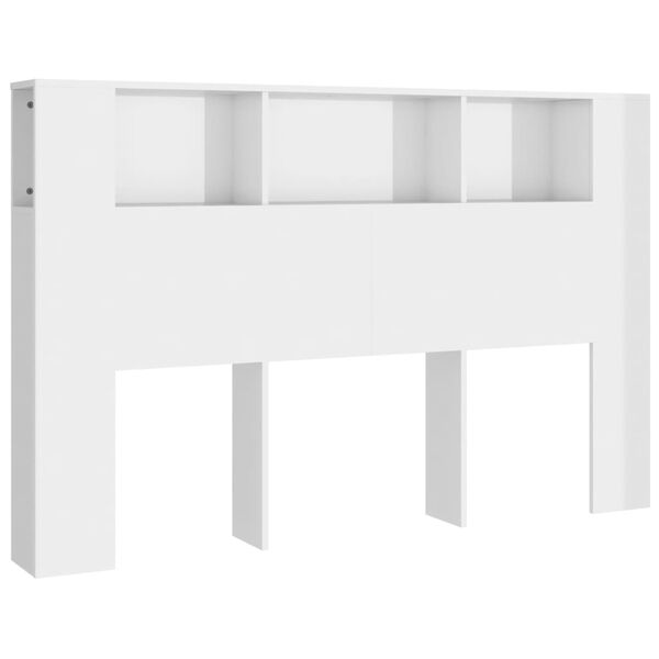 vidaXL Armoire de tête de lit Blanc brillant 160x18,5x104,5 cm