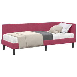 vidaXL Cadre de lit d'angle avec matelas 2 pc Bordeaux 80 x 200 cm