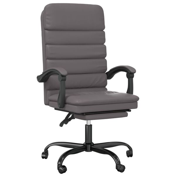 vidaXL Fauteuil de massage inclinable de bureau Gris Similicuir