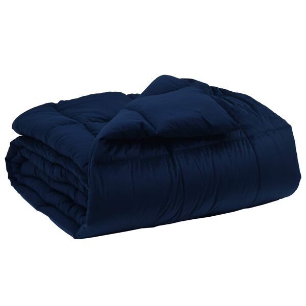 vidaXL Duvet d'hiver Matelass&eacute; Bleu fonc&eacute; 140 x 200 cm Microfibre