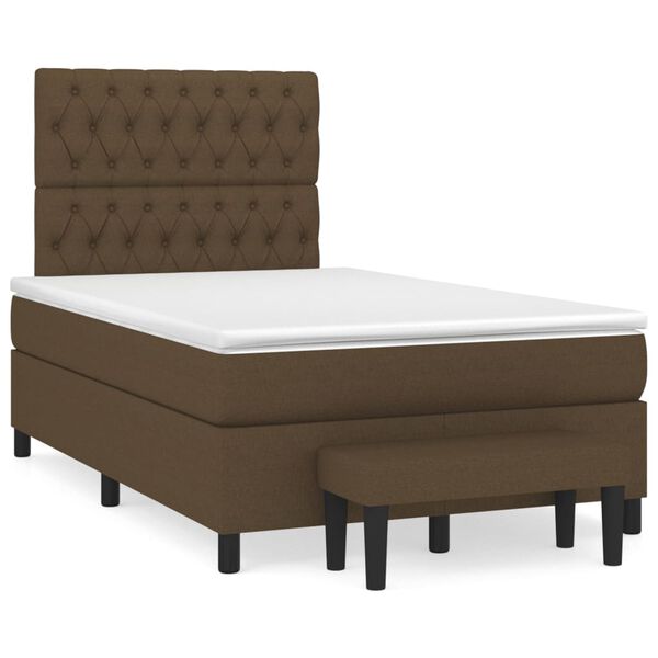 vidaXL Sommier &agrave; lattes de lit avec matelas Marron fonc&eacute; 120x200 cm