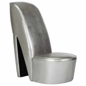 vidaXL Chaise en forme de chaussure &agrave; talon haut argent&eacute; similicuir